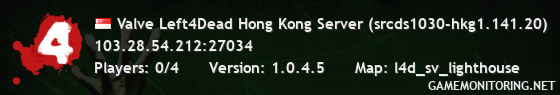 Valve Left4Dead Hong Kong Server (srcds1030-hkg1.141.20)