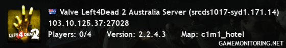 Valve Left4Dead 2 Australia Server (srcds1017-syd1.171.14)