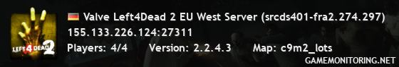 Valve Left4Dead 2 EU West Server (srcds401-fra2.274.297)