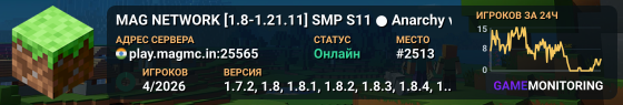 MAG NETWORK [1.8-1.21.11] SMP S11 ● Anarchy v6