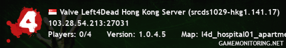 Valve Left4Dead Hong Kong Server (srcds1029-hkg1.141.17)