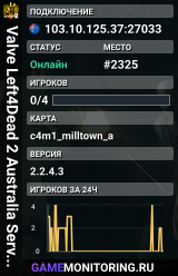 Valve Left4Dead 2 Australia Server (srcds1017-syd1.171.19)