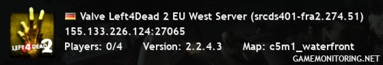 Valve Left4Dead 2 EU West Server (srcds401-fra2.274.51)