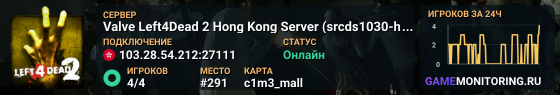 Valve Left4Dead 2 Hong Kong Server (srcds1030-hkg1.141.97)