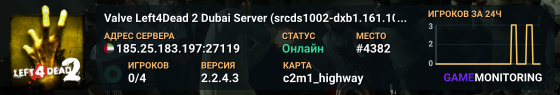 Valve Left4Dead 2 Dubai Server (srcds1002-dxb1.161.105)
