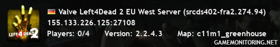 Valve Left4Dead 2 EU West Server (srcds402-fra2.274.94)