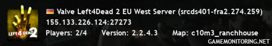 Valve Left4Dead 2 EU West Server (srcds401-fra2.274.259)