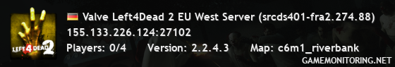 Valve Left4Dead 2 EU West Server (srcds401-fra2.274.88)