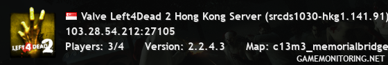 Valve Left4Dead 2 Hong Kong Server (srcds1030-hkg1.141.91)