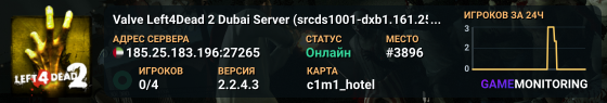 Valve Left4Dead 2 Dubai Server (srcds1001-dxb1.161.251)