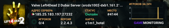 Valve Left4Dead 2 Dubai Server (srcds1002-dxb1.161.218)