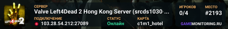 Valve Left4Dead 2 Hong Kong Server (srcds1030-hkg1.141.75)