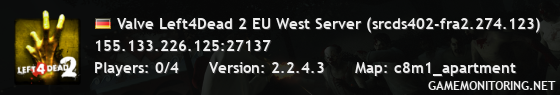 Valve Left4Dead 2 EU West Server (srcds402-fra2.274.123)