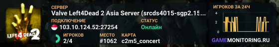 Valve Left4Dead 2 Asia Server (srcds4015-sgp2.154.240)