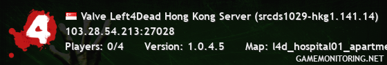 Valve Left4Dead Hong Kong Server (srcds1029-hkg1.141.14)