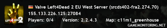 Valve Left4Dead 2 EU West Server (srcds402-fra2.274.70)