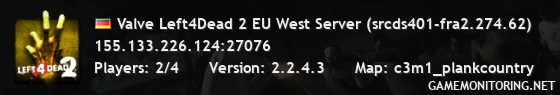 Valve Left4Dead 2 EU West Server (srcds401-fra2.274.62)