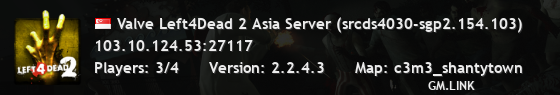 Valve Left4Dead 2 Asia Server (srcds4030-sgp2.154.103)
