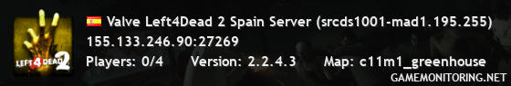 Valve Left4Dead 2 Spain Server (srcds1001-mad1.195.255)