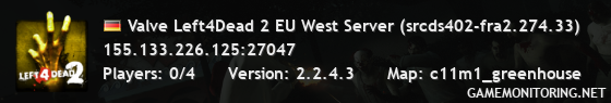 Valve Left4Dead 2 EU West Server (srcds402-fra2.274.33)