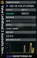 Valve Left4Dead 2 Australia Server (srcds1017-syd1.171.20)
