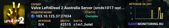 Valve Left4Dead 2 Australia Server (srcds1017-syd1.171.20)