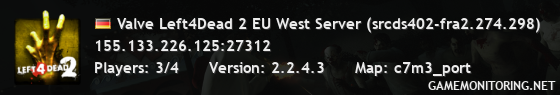 Valve Left4Dead 2 EU West Server (srcds402-fra2.274.298)