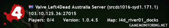 Valve Left4Dead Australia Server (srcds1016-syd1.171.1)