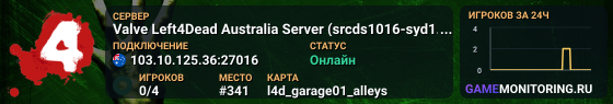 Valve Left4Dead Australia Server (srcds1016-syd1.171.2)