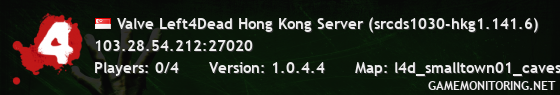 Valve Left4Dead Hong Kong Server (srcds1030-hkg1.141.6)