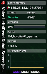 Valve Left4Dead Dubai Server (srcds1001-dxb1.161.20)