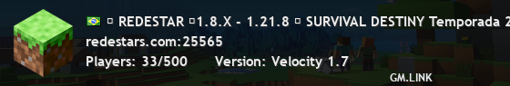 ✦ REDESTAR ✦1.8.X - 1.21.8 ➠ Servidor Com o melhor sobrevivencia BR ⛏