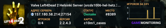 Valve Left4Dead 2 Helsinki Server (srcds1006-hel-hetz.380.140)