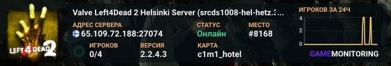 Valve Left4Dead 2 Helsinki Server (srcds1008-hel-hetz.380.60)