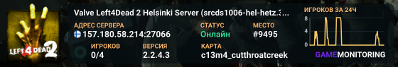 Valve Left4Dead 2 Helsinki Server (srcds1006-hel-hetz.380.52)