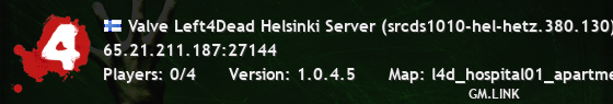 Valve Left4Dead Helsinki Server (srcds1010-hel-hetz.380.130)