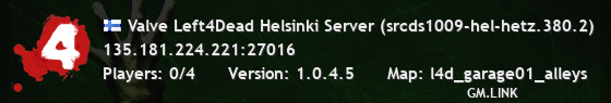 Valve Left4Dead Helsinki Server (srcds1009-hel-hetz.380.2)