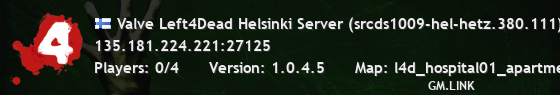 Valve Left4Dead Helsinki Server (srcds1009-hel-hetz.380.111)