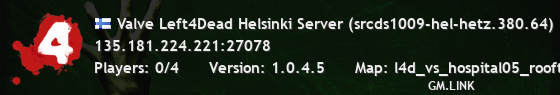 Valve Left4Dead Helsinki Server (srcds1009-hel-hetz.380.64)