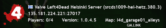Valve Left4Dead Helsinki Server (srcds1009-hel-hetz.380.3)